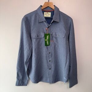 Lake & Trail Men's Long Sleeve Woven Performance Hiking Shirt Blue Small NWT